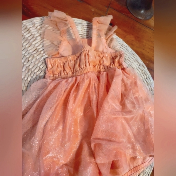 -sold-Coral Cat & Jack girls gauzy fairy peach dress cotton and recycled poly - Picture 7 of 8